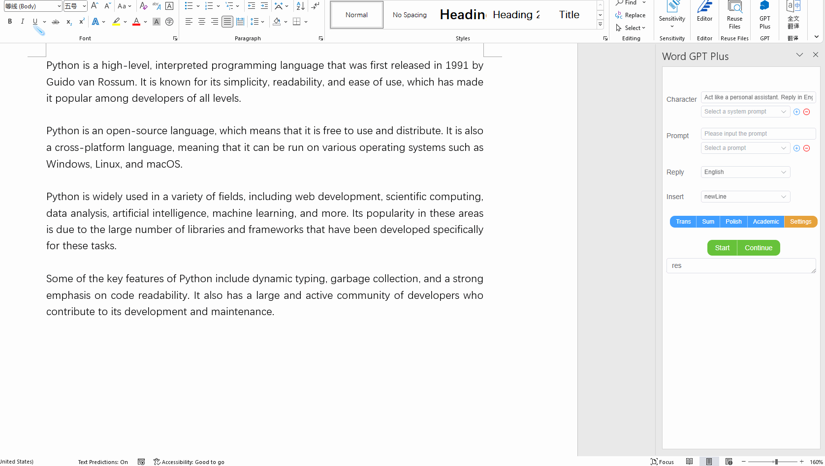 Word GPT Plus - Using GPT in Word